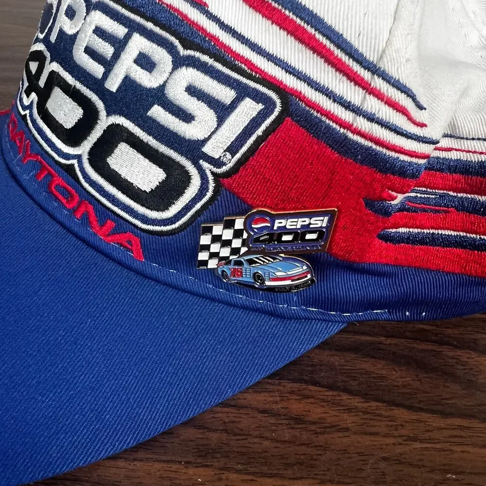 Chase Authentics Mens OS Vintage Y2K Streetwear 1999 Pepsi 400 Hat With Pin